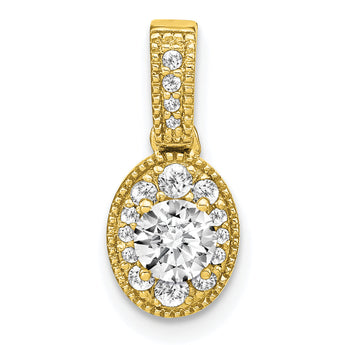 14K Lab Grown Diamond VS/SI GH, Complete Oval Vintage Pendant