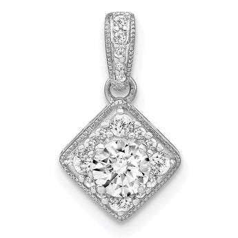 14K White Gold Lab Grown Diamond SI1/SI2, G H I, Complete Square Vintage Pendant