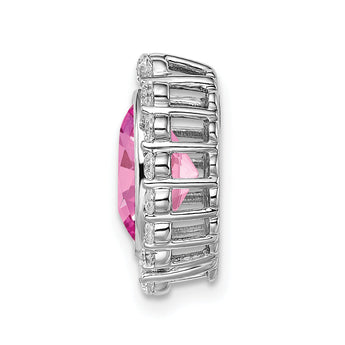 14K White Gold Lab Grown Diamond VS/SI GH, & Cr Pink Sapp Oval Penda