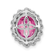 14K White Gold Lab Grown Diamond VS/SI GH, & Cr Pink Sapp Oval Penda