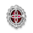 14K White Gold Lab Grown Diamond VS/SI GH, & Cr Ruby Oval Pendant