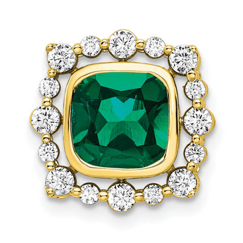 14K Lab Grown Diamond SI1/SI2, G H, & Cr Emerald Square Pendant