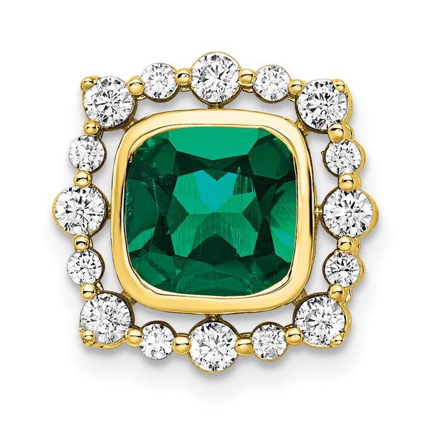 14K Lab Grown Diamond SI1/SI2, G H, & Cr Emerald Square Pendant