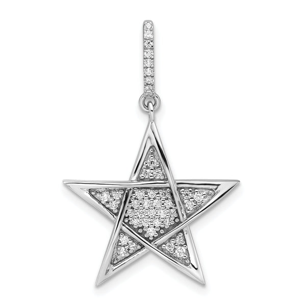 14k White Gold Polished Diamond Star Pendant