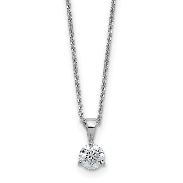 14k White Gold 1/2 carat Lab Grown Diamond VS/SI+ G+ Three Prong Complete 18 inch Solitare Pendant Necklace