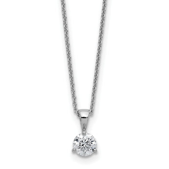 14k White Gold 1/5 carat Lab Grown Diamond VS/SI+ G+ Three Prong Complete 18 inch Solitare Pendant Necklace - Birthstone Company