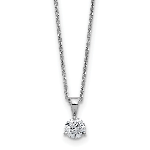 14k White Gold 1/5 carat Lab Grown Diamond VS/SI+ G+ Three Prong Complete 18 inch Solitare Pendant Necklace - Birthstone Company