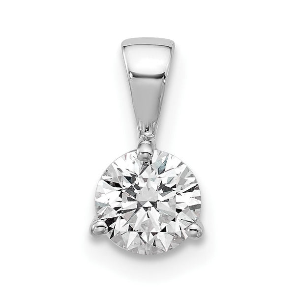 14k White Gold 1 carat Lab Grown Diamond VS/SI+ G+ Three Prong Solitare Pendant - Birthstone Company
