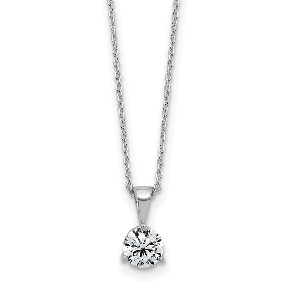 14k White Gold 1 carat Lab Grown Diamond VS/SI+ G+ Three Prong 18 inch Solitare Pendant Necklace - Birthstone Company