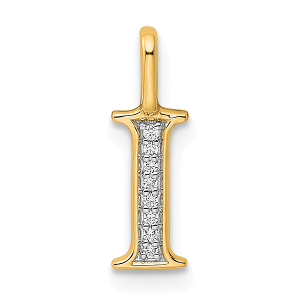 10K Diamond Letter I Initial Pendant