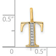 10K Diamond Letter T Initial Pendant