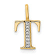 10K Diamond Letter T Initial Pendant