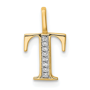 10K Diamond Letter T Initial Pendant