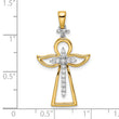 14k Two-tone Polished Diamond Cross