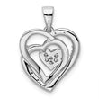 14k White Gold Polished Heart Diamond Pendant