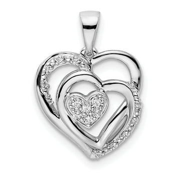 14k White Gold Polished Heart Diamond Pendant
