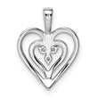 14k White Gold Polished Heart Diamond Pendant