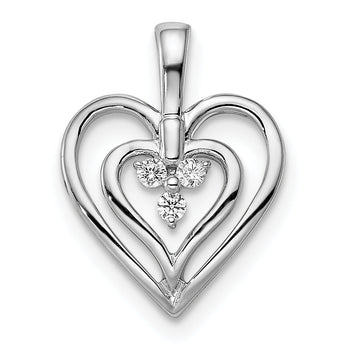 14k White Gold Polished Heart Diamond Pendant
