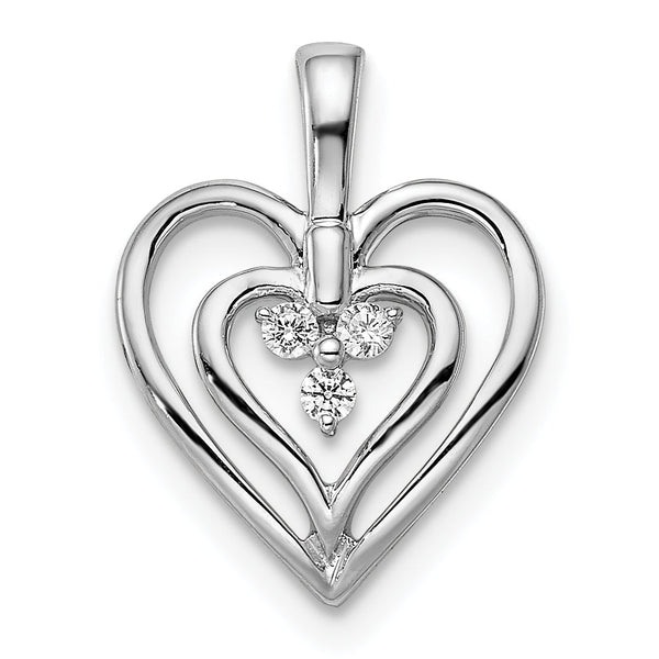 14k White Gold Polished Heart Diamond Pendant
