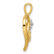 14k Two-tone Polished Heart with Bow Diamond Pendant
