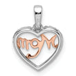 14k Two-tone Diamond White and Rose Mom Heart Pendant