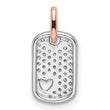 14k Two-tone White and Rose Small Dog Tag w/Heart Diamond Pendant