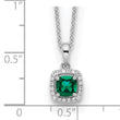14k White Gold 1/10 carat Lab Grown Diamond VS/SI+ G+ and Created Emerald Complete Pendant Necklace