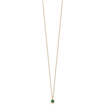 14k 1/10 carat Lab Grown Diamond VS/SI+ G+ and Created Emerald Complete Pendant Necklace