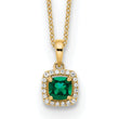 14k 1/10 carat Lab Grown Diamond VS/SI+ G+ and Created Emerald Complete Pendant Necklace