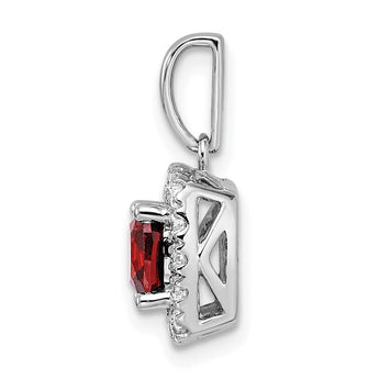 14k White Gold 1/4 carat Lab Grown Diamond VS/SI+ G+ January Birthstone Garnet Halo Pendant - Birthstone Company