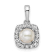 14k White Gold 1/4 carat Lab Grown Diamond VS/SI+ G+ June Birthstone Freshwater Cultered Pearl Halo Pendant - Birthstone Company