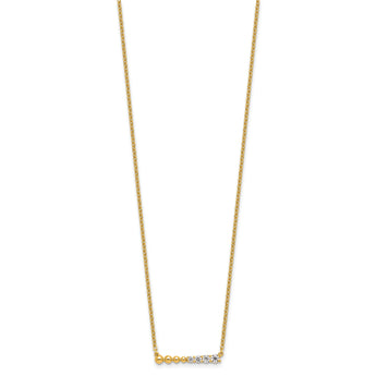 14K Lab Grown Diamond VS/SI GH, Beaded Bar Necklace