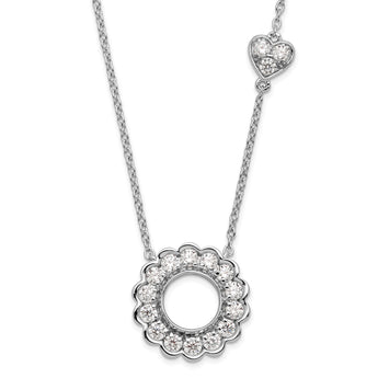 14K White Gold Lab Grown Diamond VS/SI GH, Heart and Circle Necklace