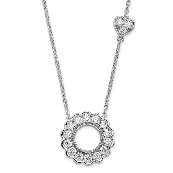 14K White Gold Lab Grown Diamond VS/SI GH, Heart and Circle Necklace