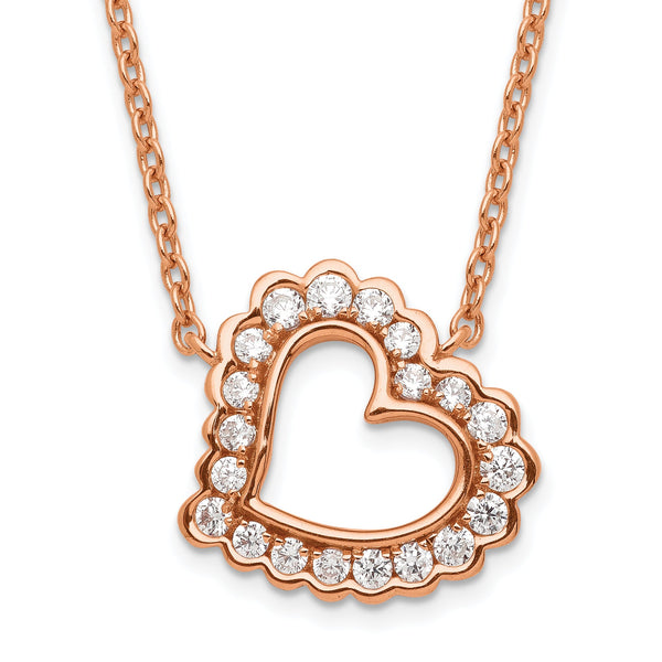 14K Rose Gold Lab Grown Diamond VS/SI GH, Heart Necklace