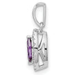 14K White Gold Lab Grown Diamond and Amethyst Pendant
