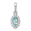 14K White Gold Lab Grown Diamond and Aquamarine Pendant
