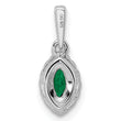 14K White Gold Lab Grown Diamond and Created Emerald Pendant