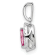 14K White Gold Lab Grown Diamond and Cr Pink Sapphire Pendant