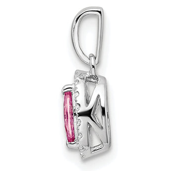 14K White Gold Lab Grown Diamond and Cr Pink Sapphire Pendant