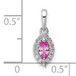 14K White Gold Lab Grown Diamond and Cr Pink Sapphire Pendant