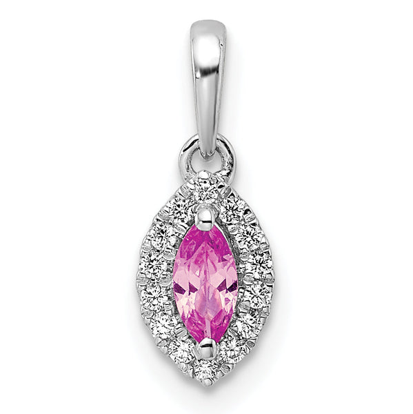 14K White Gold Lab Grown Diamond and Cr Pink Sapphire Pendant