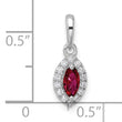 14K White Gold Lab Grown Diamond and Created Ruby Pendant
