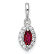 14K White Gold Lab Grown Diamond and Created Ruby Pendant