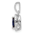 14K White Gold Lab Grown Diamond and Cr Blue Sapphire Pendant