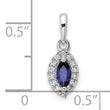 14K White Gold Lab Grown Diamond and Cr Blue Sapphire Pendant