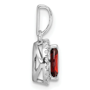 14K White Gold Lab Grown Diamond and Garnet Pendant