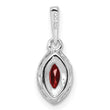 14K White Gold Lab Grown Diamond and Garnet Pendant