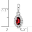 14K White Gold Lab Grown Diamond and Garnet Pendant