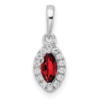 14k White Gold 1/10 carat Lab Grown Diamond VS/SI+ G+ and Garnet January Birthstone Pendant - Birthstone Company